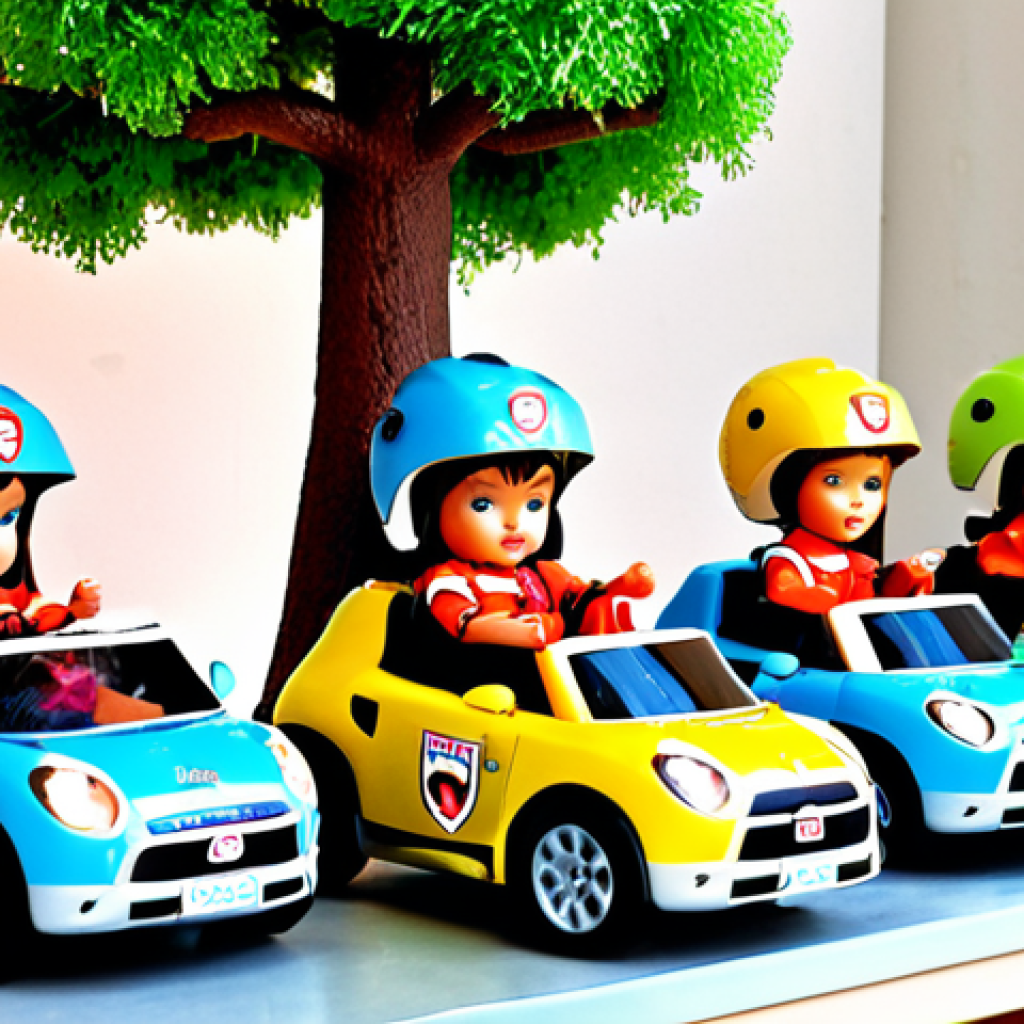 Immersive Themed Play**
    A vibrant, dynamic scene of children actively engaged in a "Robocar Poli" rescue team role-playing experience inside a modern children's cafe. Children aged 4-7 are dressed in small, cute rescue uniforms (similar to Robocar Poli characters like Poli, Amber, Roy, Helly), interacting with miniature city models featuring simulated emergency situations (e.g., a small "traffic jam" or a "cat stuck in a tree"). They are enthusiastically "driving" mini rescue vehicles and using prop rescue tools, their faces beaming with joy and focus. The environment is meticulously designed with rich details and bright colors, capturing a sense of adventure and accomplishment.

2.  **