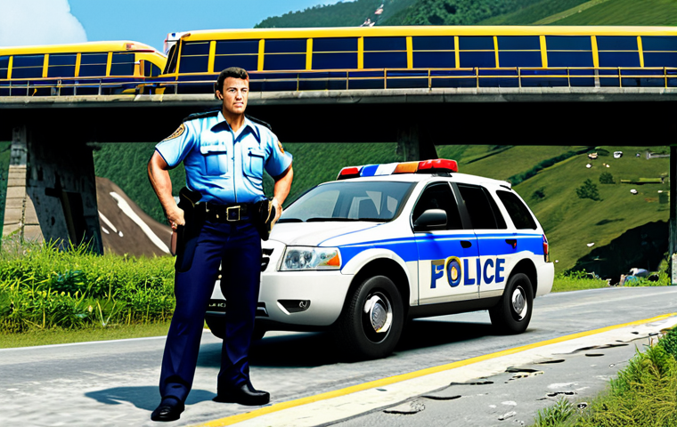 Polly the Leader**

"Polly, a brave and resolute police car, leading a team in a safe rescue operation in Bodo Village. He is fully clothed in his police car form, with a determined expression. Background shows a damaged school bus and a bridge. Bright, daytime lighting. Safe for work, appropriate content, family-friendly, professional illustration, perfect anatomy, correct proportions, natural pose, well-formed wheels, proper number of wheels."

**