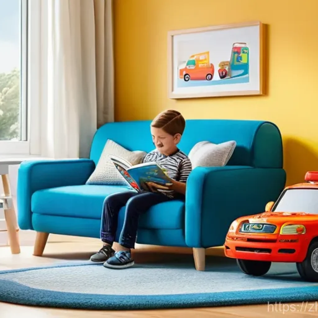 로보카폴리와 어린이 독서 프로그램 - **Prompt:** A warm and inviting scene of a parent and their child (approximately 6 years old) engros...