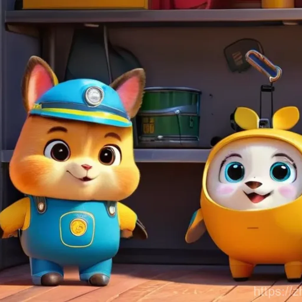 로보카폴리 팬스토리 - **Prompt 1: Daily Warmth in Brooms Town**
    "A cozy, warm-lit scene in the Robocar Poli team's gar...