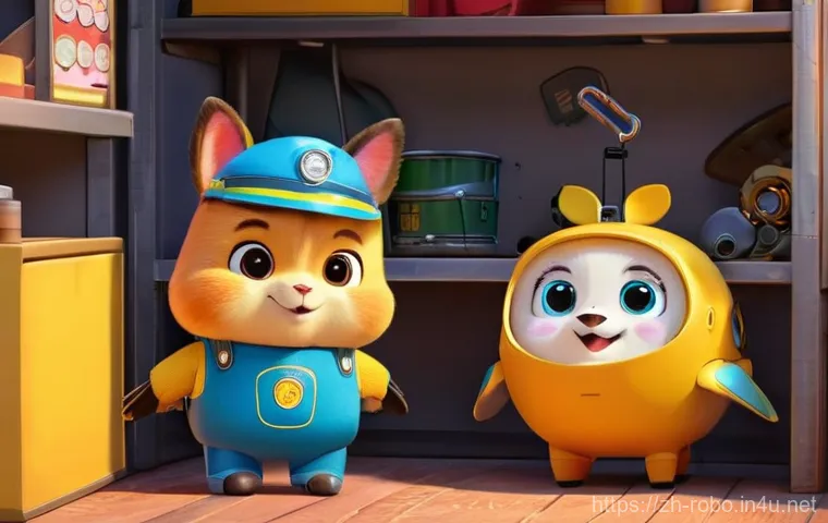 로보카폴리 팬스토리 - **Prompt 1: Daily Warmth in Brooms Town**
    "A cozy, warm-lit scene in the Robocar Poli team's gar...