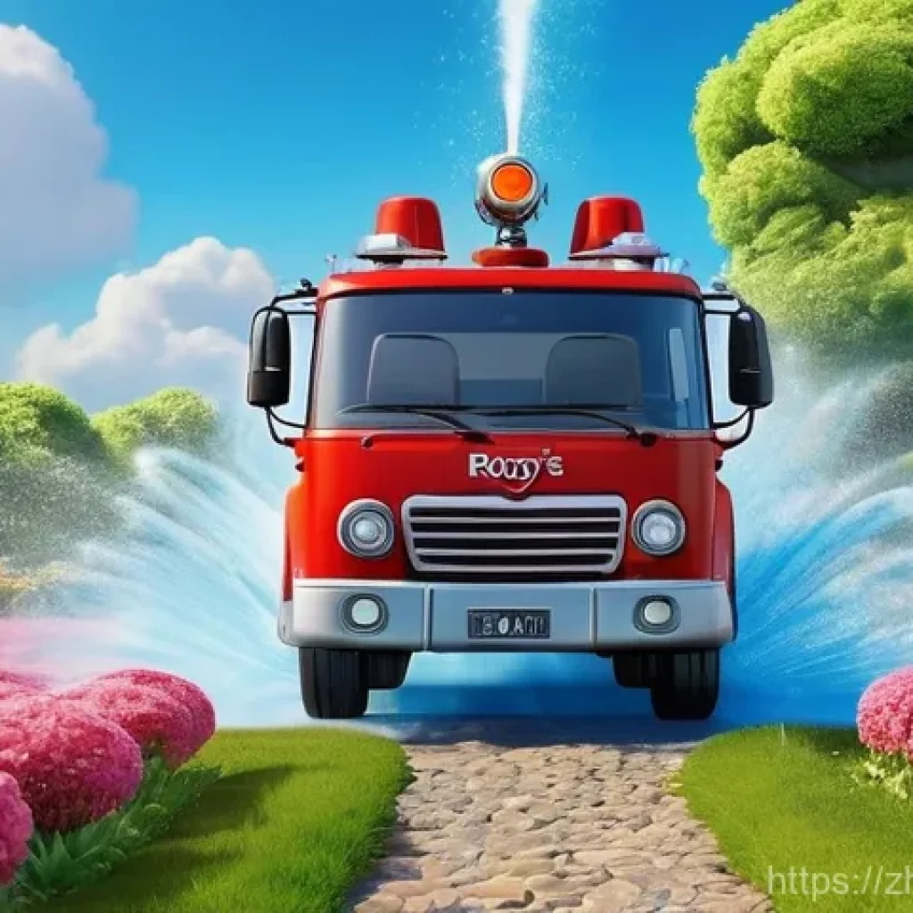 로보카폴리 유머 요소 - **Roy's Hilarious Misadventure with a Tiny Flower:**
    "A brightly colored, large red fire truck c...