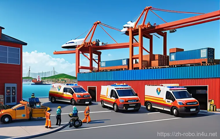 로보카폴리 브룸스타운 지도 - **Prompt:** A vibrant, animated scene showcasing a modern rescue team headquarters building with sle...