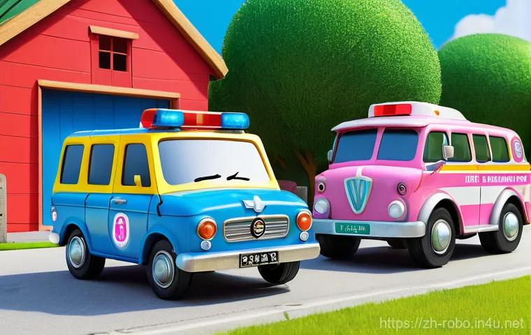 로보카폴리 브룸스타운 주민 소개 - **Prompt 1: Heroic Rescue in Brooms Town**
    An intricately detailed, vibrant illustration of Robo...