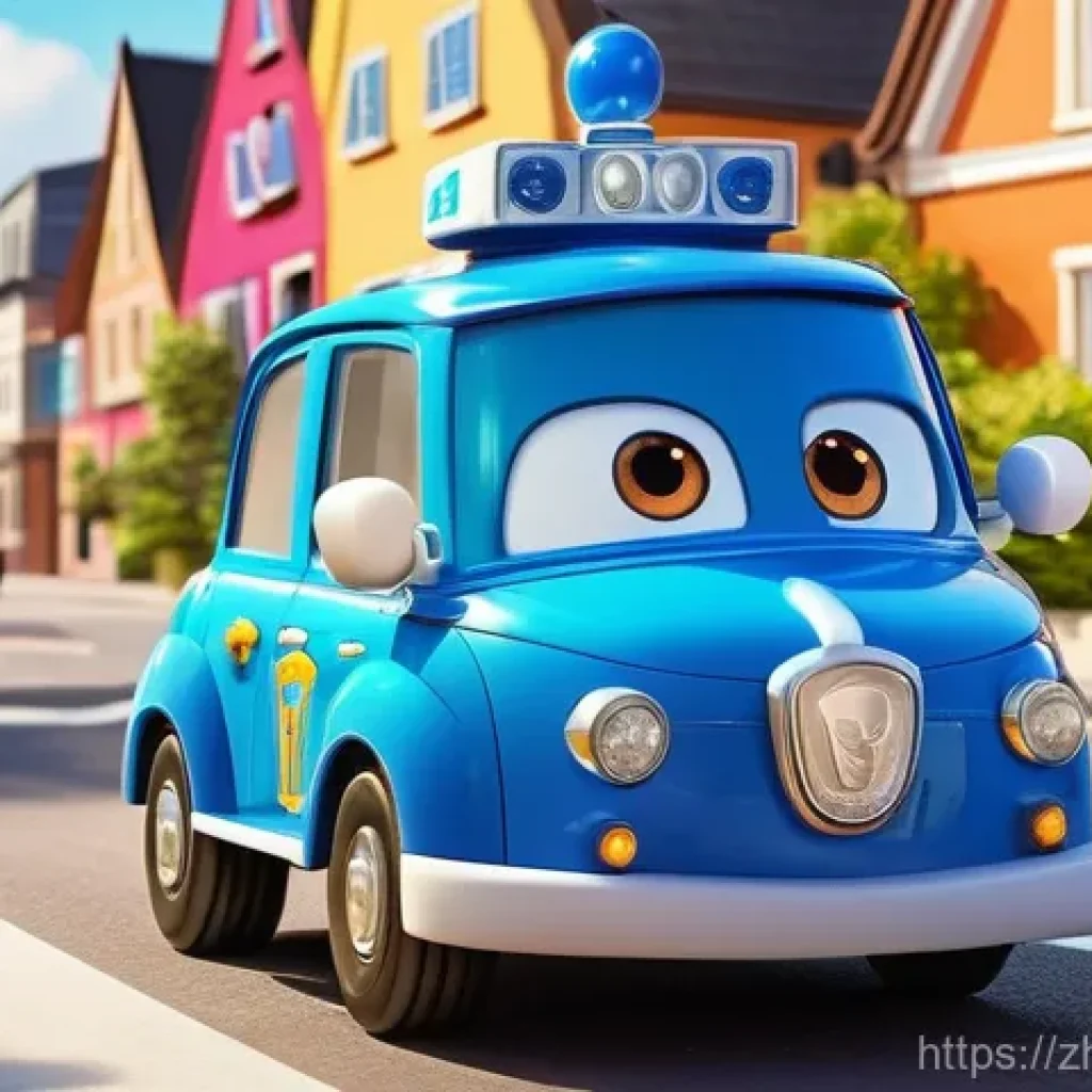 로보카폴리 캐릭터 성향과 특징 - **Poli: The Dashing Leader in Action**
    A vibrant, high-angle shot capturing Poli, the sleek blue...