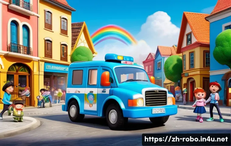 로보카폴리 OST 가사 - **Prompt 1: Robocar Poli Teamwork in Brumes Town**
    "A vibrant, cheerful scene in Brumes Town, de...