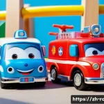 로보카폴리 장난감 트렌드 - A vibrant and colorful scene featuring multiple RoboCar Poli characters including Poli the police ca...