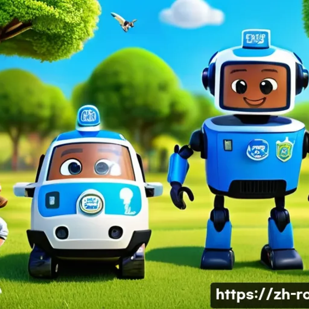 로보카폴리 굿즈 제작 이야기 - A vibrant and detailed scene featuring Poli the police car character from Robocar Poli, depicted as ...