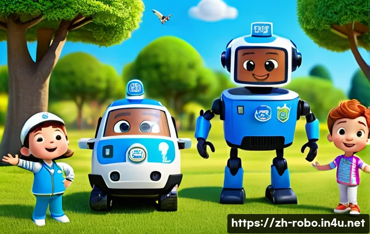로보카폴리 굿즈 제작 이야기 - A vibrant and detailed scene featuring Poli the police car character from Robocar Poli, depicted as ...