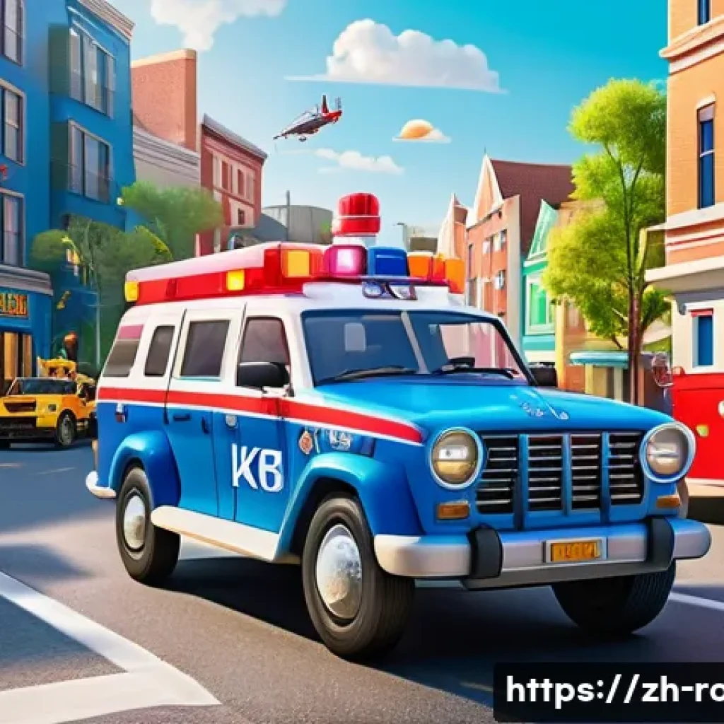 로보카폴리 에피소드 순서 - A vibrant, colorful scene featuring Poli the brave police car leading a rescue mission in a bustling...