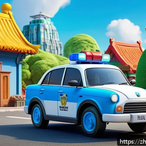 로보카폴리 10주년 행사 - A vibrant 3D scene depicting the core rescue team from Robocar Poli, featuring Poli as a strong and ...